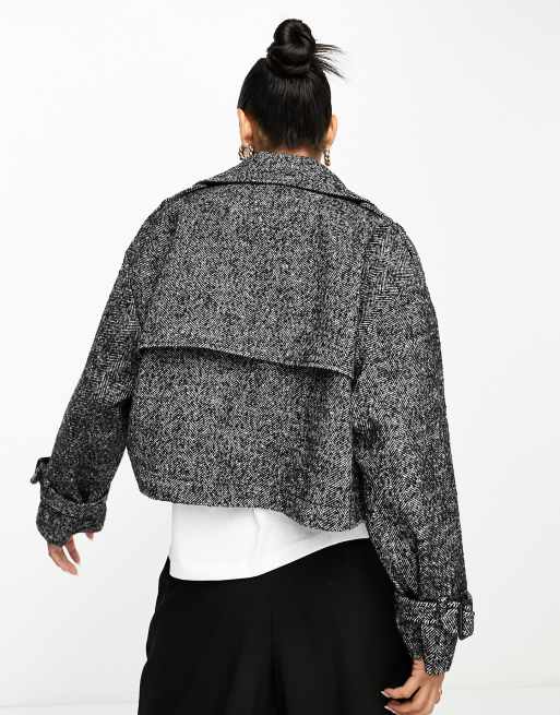 Stradivarius wool tie on sale waist car coat