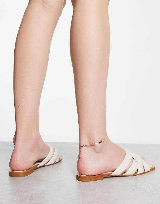 Stradivarius cross strap sandal in ecru | ASOS