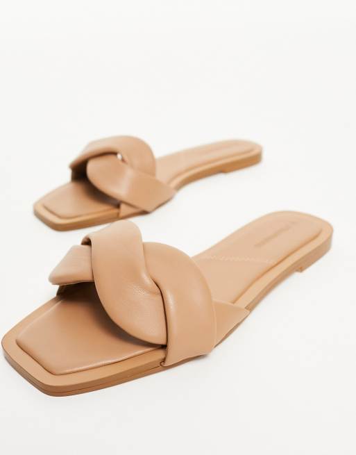 Stradivarius cross strap sandal in tan | ASOS