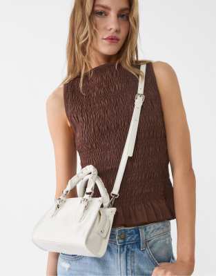 Stradivarius crossbody bag with braided strap in white