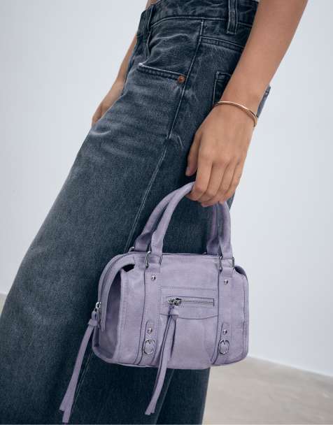 Stradivarius - Crossbody bowlingtas met rits in mauve - view 1