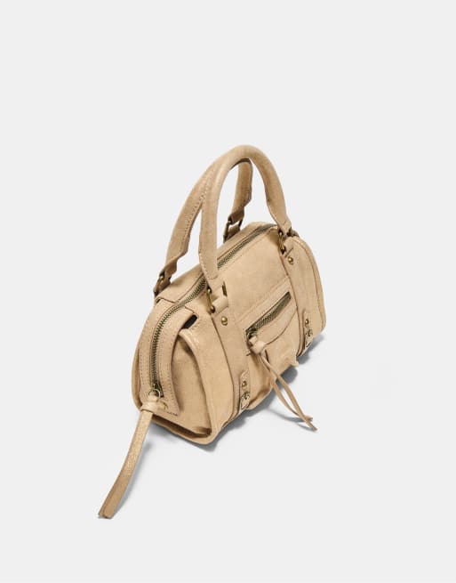 Stradivarius - Crossbody bowlingtas van stof met rits in geel, 3 van 4