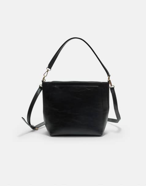 Stradivarius Crossbody bucket bag in black - view 1
