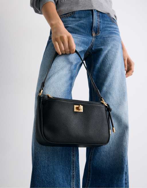 Stradivarius crossbody schoudertas met sluiting in zwart, 3 van 4
