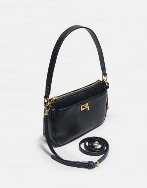Stradivarius Crossbody shoulder bag with closure in black, 4 of 4