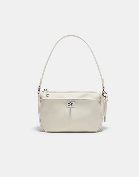 Stradivarius crossbody skuldertaske med lukning i ecru - view 1