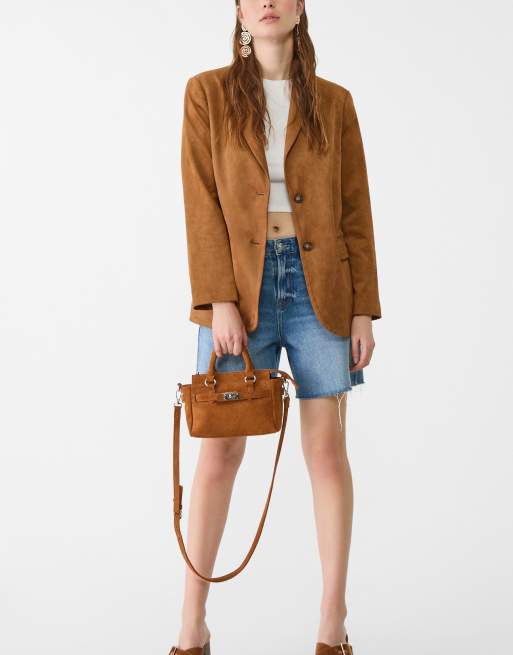 Stradivarius - Crossbody tas met gesp in lichtbruin