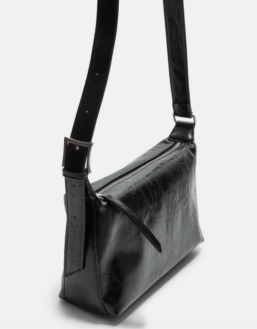 Stradivarius - Crossbody tas met gesp in zwart, 2 van 2