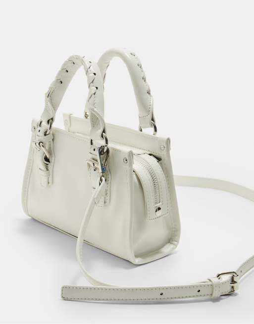 Stradivarius - Crossbody tas met gevlochten bandjes in wit, 2 van 4