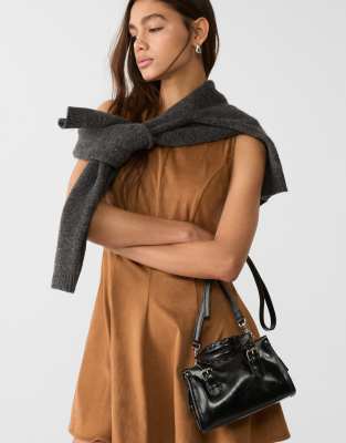 Stradivarius - Crossbody tas met gevlochten bandjes in zwart - view 1