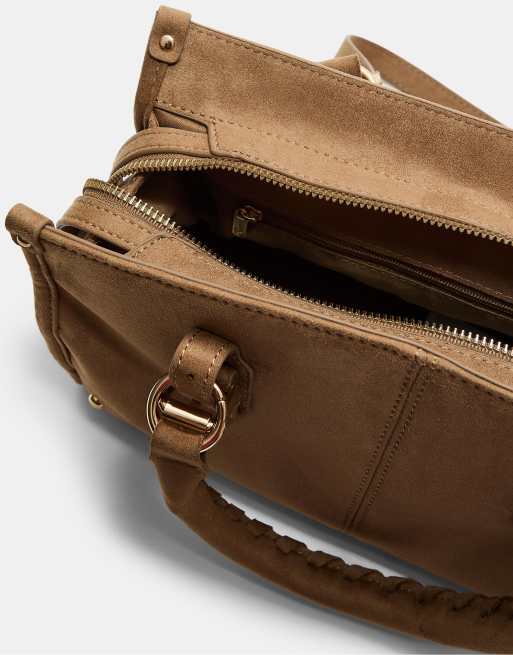 Stradivarius - Crossbody tas met gevlochten schouderbanden in karamel, 2 van 3