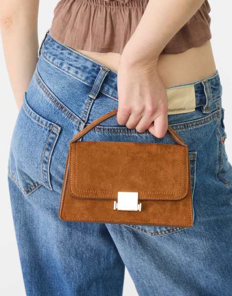 Stradivarius - Crossbody tas met handvat aan de bovenkant en ketting hengsel in bruin - view 1