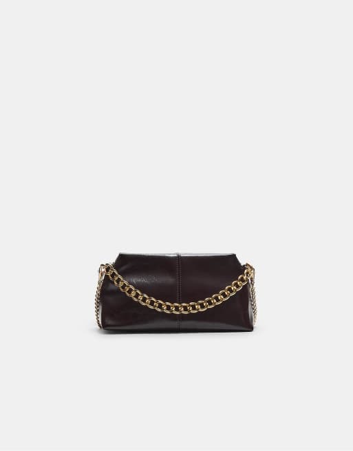 Stradivarius - Crossbody tas van imitatiebont met bandje in bruin