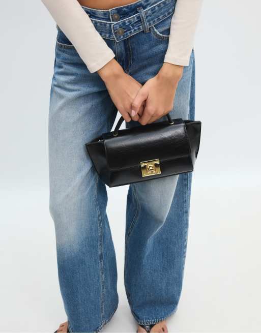 Stradivarius crossbody-taske med flaplukning i sort, 3 af 4