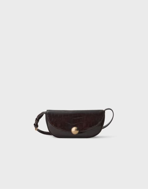 Stradivarius crossbody-taske med halvkugleformet lås i brun - view 1