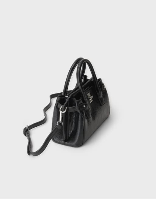 Stradivarius Crossbody-Tote-Bag mit Verschluss in Schwarz, 4 von 4