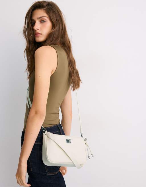 Stradivarius Crossbody-Umhängetasche mit Verschluss in Ecru, 2 von 4