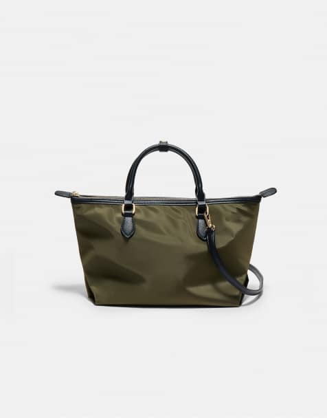 Stradivarius crossbody-väska med dragkedja i khaki - view 1