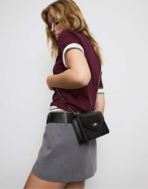 Stradivarius - Crossbodytas met sluiting in zwart - view 1