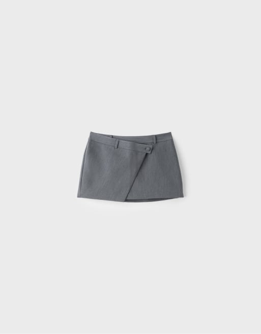 Stradivarius Crossover mini skort in grey melange, 6 of 7