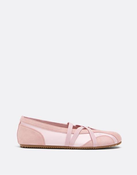 Stradivarius Crossover strap sneakerinas in pink - view 1