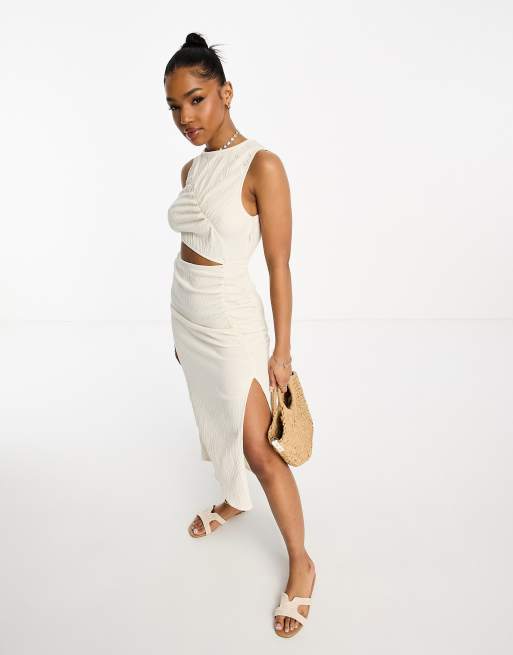 Cut Out Ruched Midi Dress