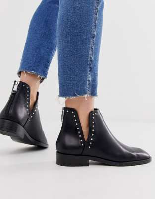 black ankle boots with side cutouts