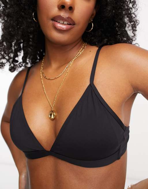 Stradivarius – Czarna góra od bikini z trójkątnymi miseczkami