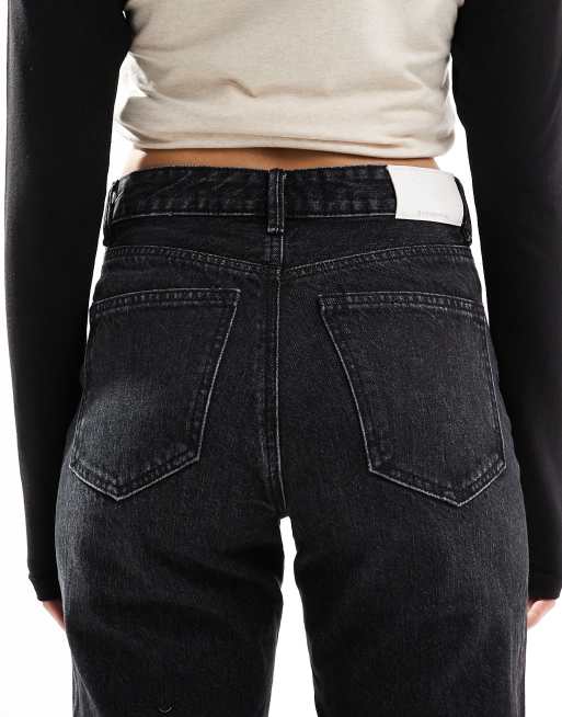 Stradivarius – Czarne dad jeans z szerokimi nogawkami , 4 z 5