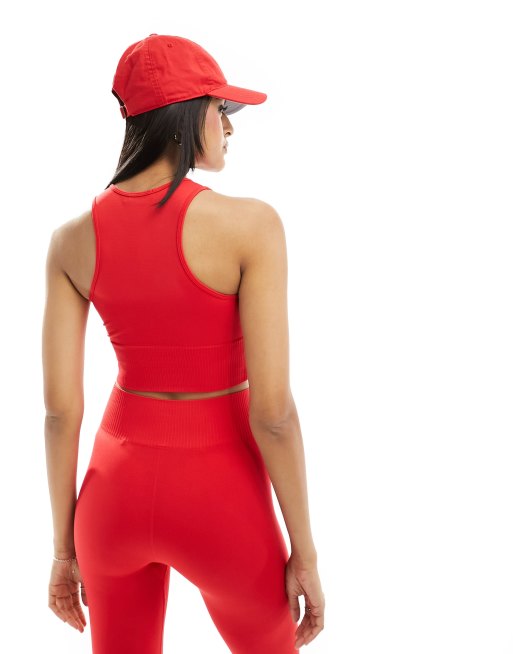 Stradivarius – Czerwony bezszwowy top modelujący bez rękawów, część zestawu, 4 z 4