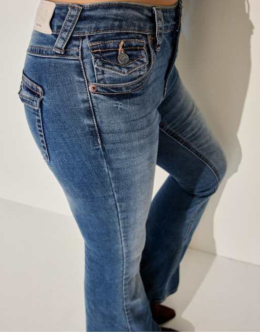 Stradivarius – D04 – Schlagjeans mit niedrigem Bund, weitem Bein und mittlerer Denim-Waschung, 4 von 4