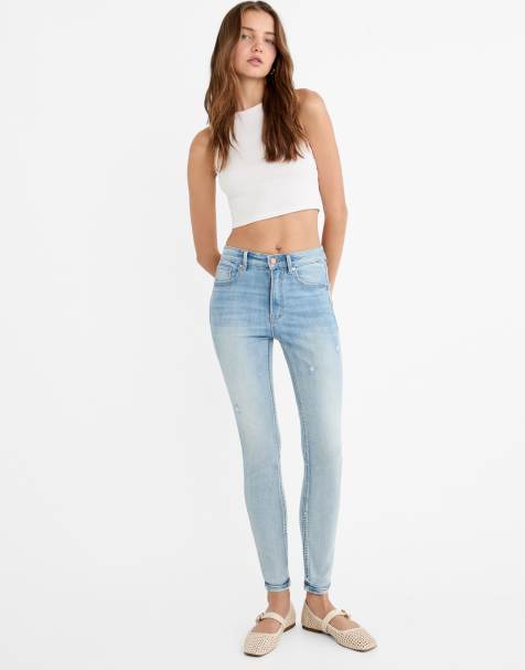 Stradivarius - D07 - Jean skinny à taille classique - Bleu moyen - view 1