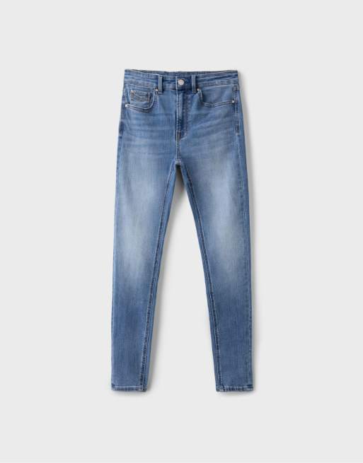 Stradivarius - D07 - Jean skinny taille haute - Bleu moyen clair, 6 de 7