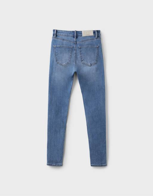 Stradivarius - D07 - Jean skinny taille haute - Bleu moyen clair, 7 de 7