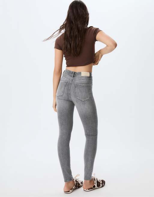 Stradivarius - D07 - Jeans skinny con vita normale lavaggio grigio scuro, 3 di 4