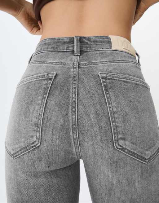 Stradivarius - D07 - Jeans skinny con vita normale lavaggio grigio scuro, 4 di 4