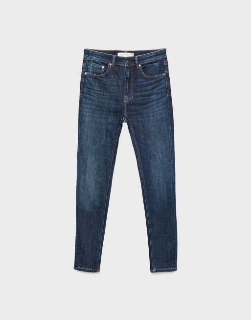 Stradivarius D07 regular waist skinny jeans in overdyed blue denim, 6 of 7
