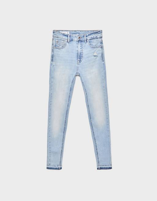 Stradivarius – D07 – Skinny Jeans mit mittelhohem Bund aus mittel- bis hellblauem Denim, 6 von 7