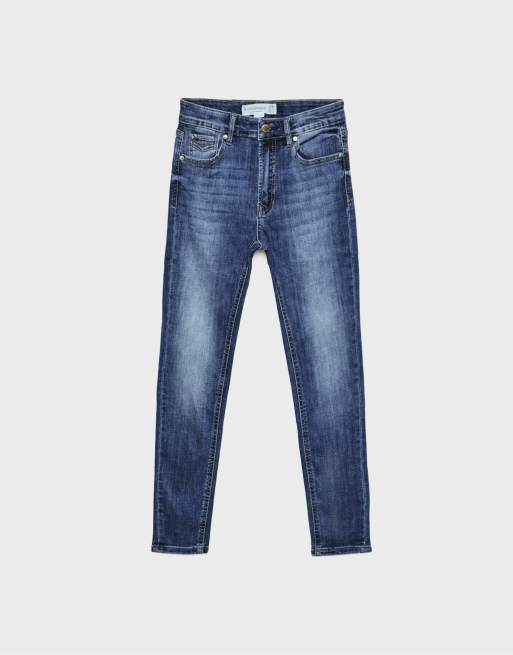 Stradivarius – D07 – Skinny Jeans mit mittelhohem Bund aus verwaschenem blauem Denim, 6 von 7