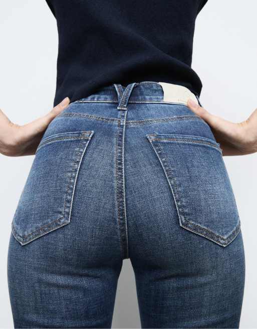 Stradivarius – D09 – Eng geschnittene Jeans in Dunkelblau mit besonders hohem Bund, 4 von 4