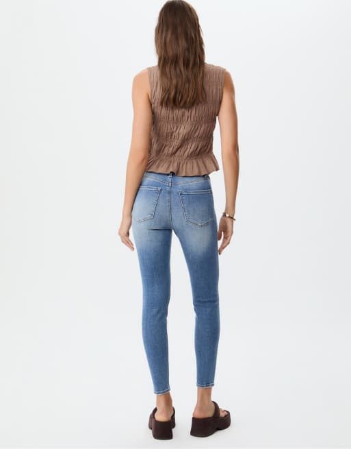 Stradivarius - D09 - Jean skinny à taille ultra haute - Denim bleu moyen, 3 de 4