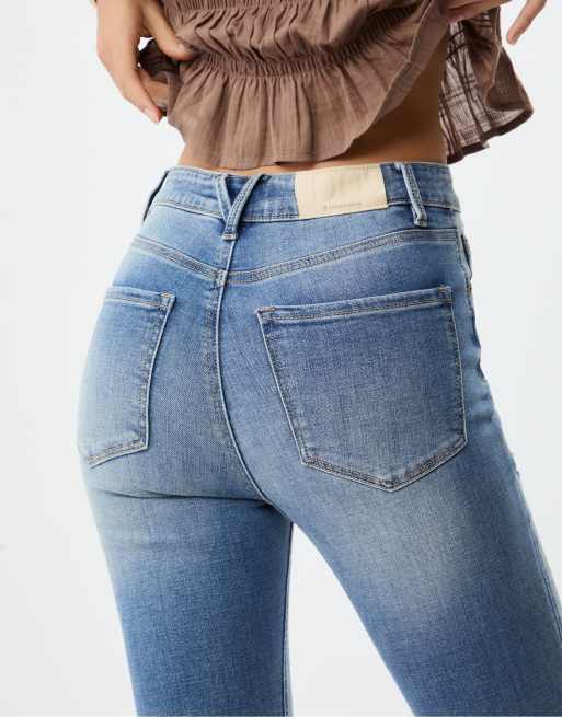 Stradivarius - D09 - Jean skinny à taille ultra haute - Denim bleu moyen, 4 de 4