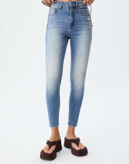 Stradivarius – D09 – Skinny-Jeans in Mittelblau mit superhohem Bund, 2 von 4