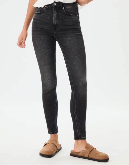 Stradivarius – D09 – Skinny-Jeans in schwarzer Denim-Waschung mit superhohem Bund, 4 von 4