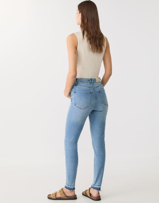 Stradivarius - D09 - Skinny jeans met superhoge taille in lichtblauw, 2 van 4