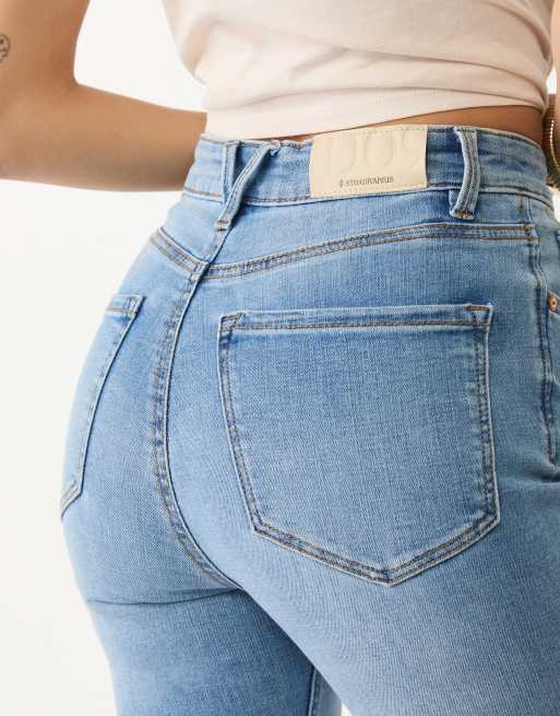 Stradivarius - D09 - Skinny jeans met superhoge taille in lichtblauw, 3 van 4