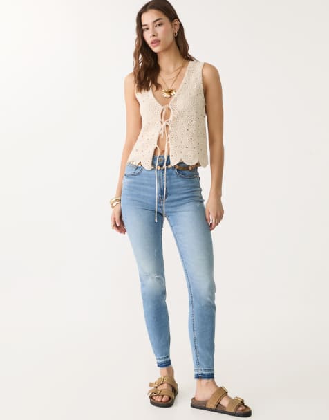 Stradivarius D09 skinny super high-waist jeans in light blue - view 1
