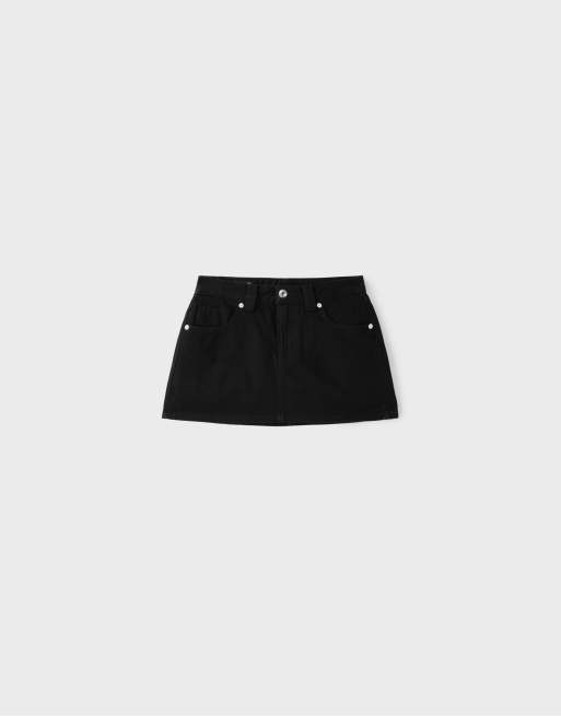 Stradivarius D62 denim skort in black, 6 of 7