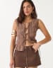 Stradivarius D62 leather effect mini skort in brown