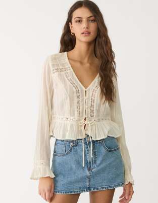 Stradivarius - D62 - Denim-Skort in hellblauer Waschung